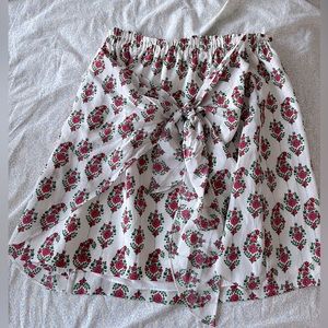 Club Monaco elastic waist summer mini a-line skirt with tie detail